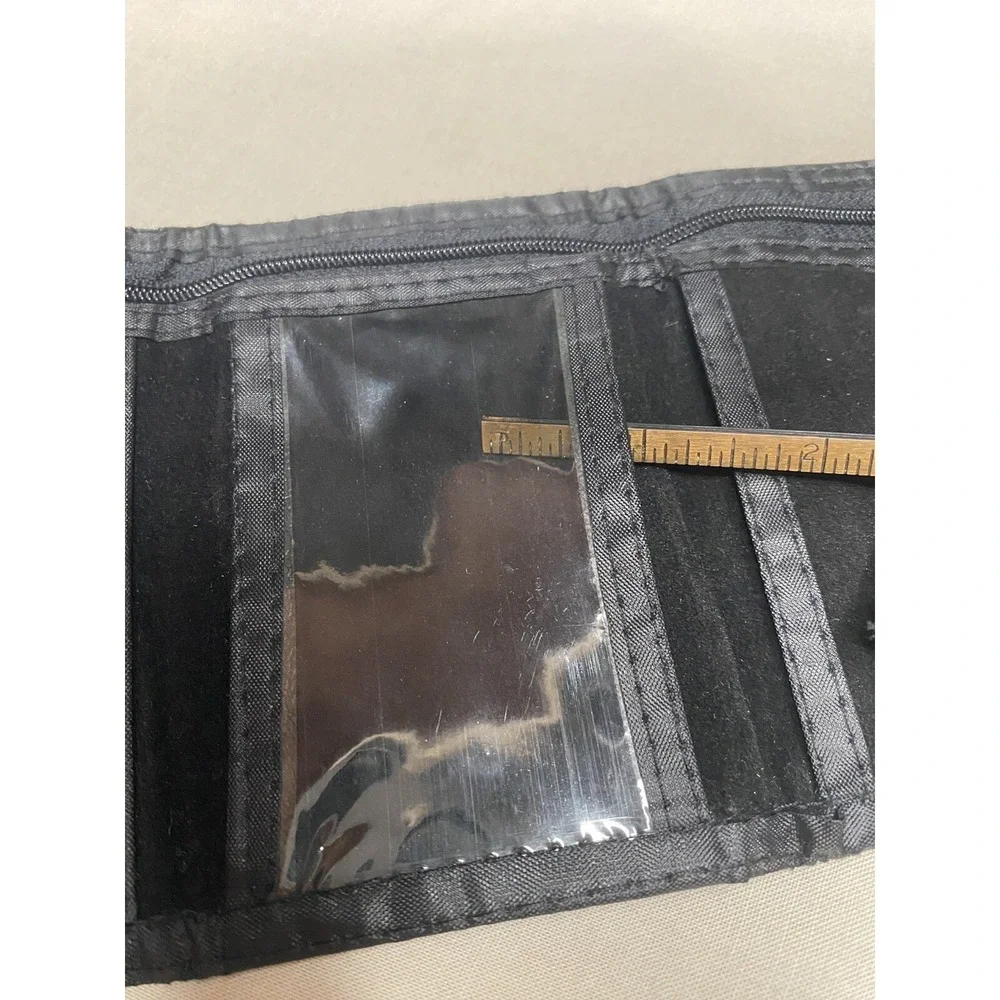 Y2K Nike Black Velvet Trifold Wallet Red Check Minimalist Athletic Streetwear